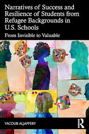 Book cover showing collages of colorful student outlines with word bubbles. Students are shown in their profile view and are all a unique bright color.